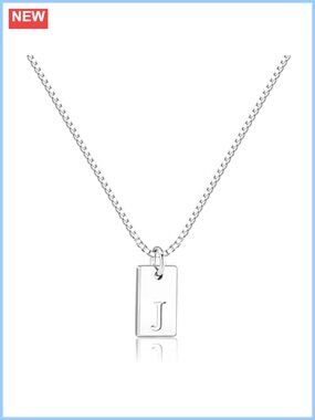 Dainty Initial Necklace Silver-Plated Letter Pendant 16.5" Personalized Gift
